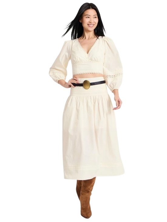 a new day Dresses & Skirts - A New Day Eyelet Boho Midi Skirt In Cream NWT
